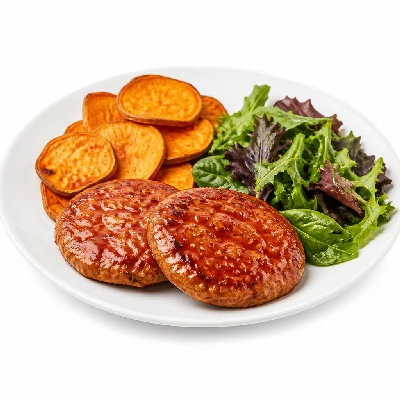 HelloFresh Sriracha Turkey Burgers with Sweet Potato Crisps and Mixed Green Salad
