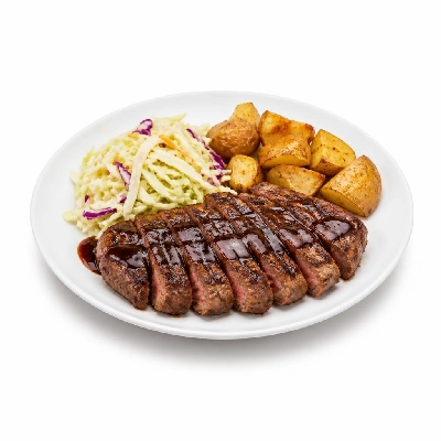 HelloFresh Steak and Potatoes with Sass Drizzled in a Cranberry Balsamic Sauce Tangy Cabbage on the Side
