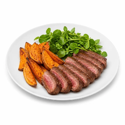 HelloFresh Steak Tagliata with Roasted Sweet Potato Wedges & Watercress Salad
