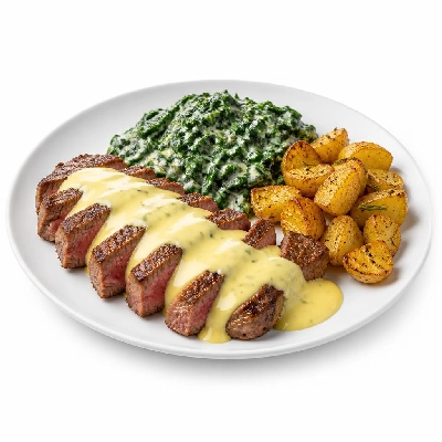 HelloFresh Strip Steak Bearnaise with Creamed Kale and Rosemary Potatoes
