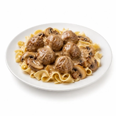 HelloFresh Swedish Meatballs Over Egg Noodles & Baby Portobellos