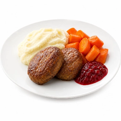 HelloFresh Swedish Meatloaves with Mashed Potatoes Roasted Carrots and Currant Jam