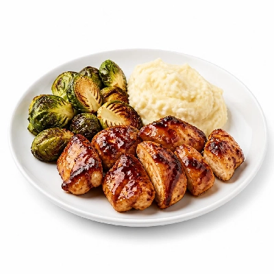 HelloFresh Sweet and Smoky Chicken Breasts with Roasted Brussels Sprouts and Mashed Potatoes