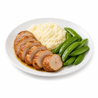 HelloFresh Sweet Apple Pork Tenderloin with Cauliflower Mash and Snap Peas