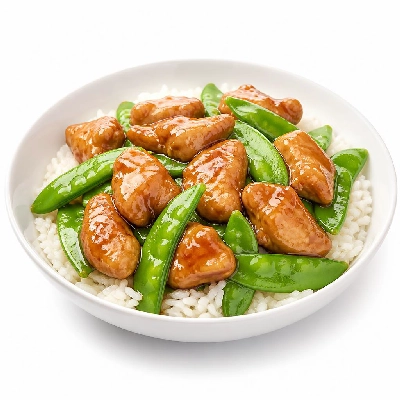 HelloFresh Sweet as Honey Chicken with Snow Peas over Jasmine Rice