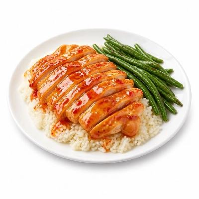 HelloFresh Sweet Chili Chicken with Garlic Rice and Roasted Green Beans