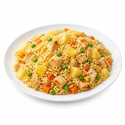 HelloFresh Sweet 'N' Savory Chicken Fried Rice with Pineapple Carrots and Peas