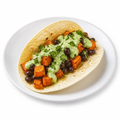 HelloFresh Sweet Potato and Black Bean Tacos with Avocado Crema and Cilantro