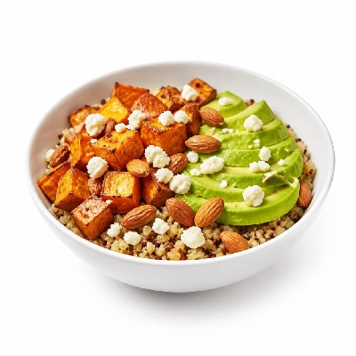 HelloFresh Sweet Potato & Quinoa Bowl with Avocado Almonds Feta