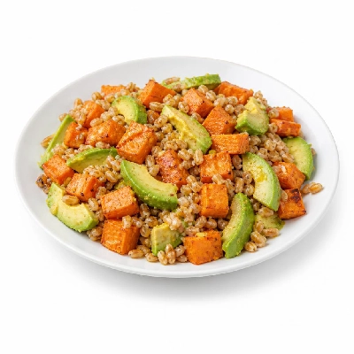HelloFresh Sweet Potato Sunshine Salad with Avocado and Farro in a Citrus Dressing