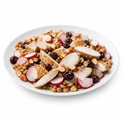 HelloFresh Tarragon Chicken & Wheat Berry Salad with Radishes Dried Cherries Almonds