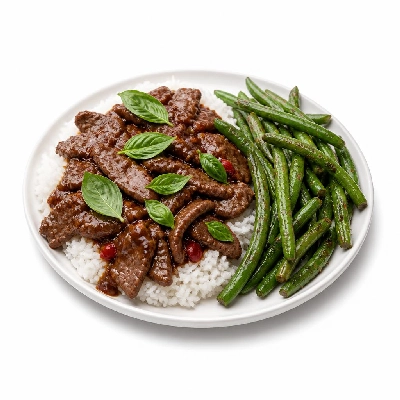 HelloFresh Thai Beef Stir-Fry with Basil Coconut Rice and Crispy Green Beans
