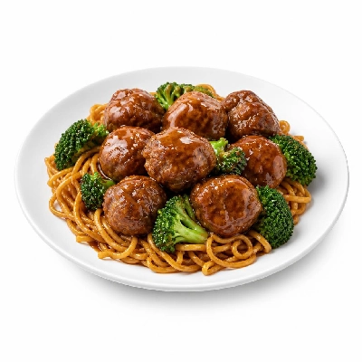 HelloFresh Thai-Spiced Pork Meatballs with Yakisoba Noodles and Broccoli
