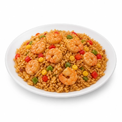 HelloFresh Toasted Rice and Shrimp Bowl with Bell Peppers Corn