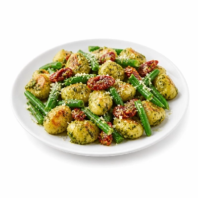 HelloFresh Toasty Pesto Gnocchi with Green Beans Sun-Dried Tomatoes and Parmesan