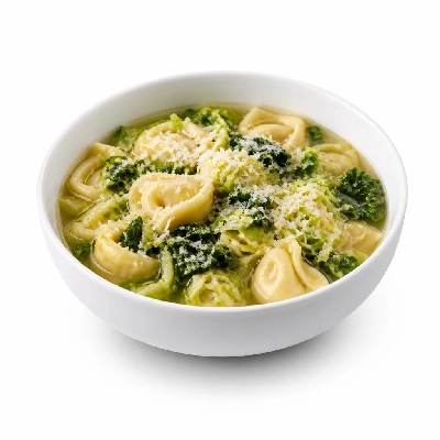 HelloFresh Tortellini En Brodo with Shredded Brussels Sprouts Kale and Parmesan