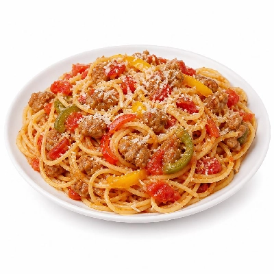 HelloFresh Tuscan Sausage and Pepper Spaghetti with Tomatoes and Parmesan
