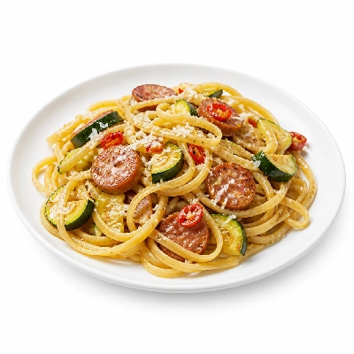 HelloFresh Tuscan Sausage Linguine with Zucchini Chilies and Parmesan