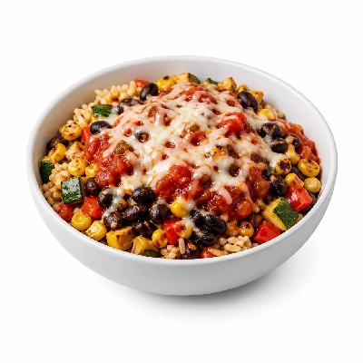 HelloFresh Vegetarian Burrito Bowl with Salsa Crispy Black Beans and Monterey Jack