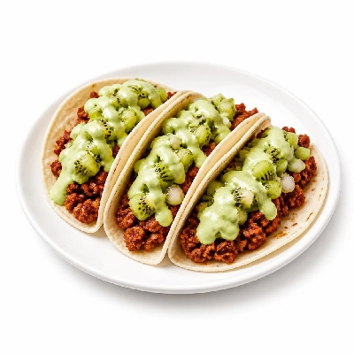 HelloFresh Veggie Chorizo Tacos with Kiwi Salsa and Lime Crema