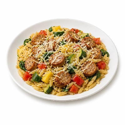 HelloFresh Veggie-Loaded Orzo and Sausage with Lemon Parmesan