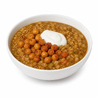 HelloFresh Waad's Tunisian Freekeh Stew with Crispy Chickpeas and Yogurt