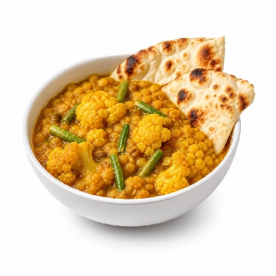 HelloFresh Warming Cauliflower and Lentil Dal with Green Beans and Toasted Naan Flatbreads
