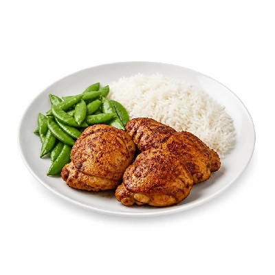 HelloFresh Warmly Spiced Chicken Thighs with Sugar Snap Peas and Basmati Rice