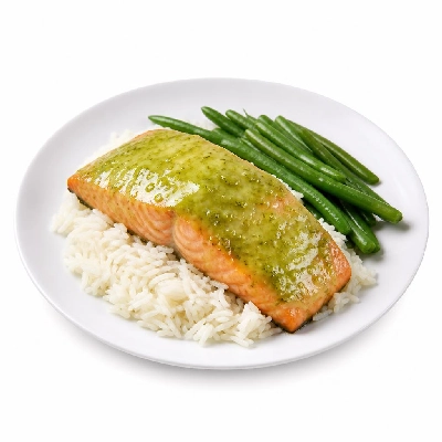 HelloFresh Wasabi Zinger Salmon over Jasmine Rice and Green Beans