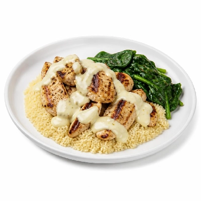 HelloFresh Za'atar Chicken and Couscous with Lemon Crema and Spinach