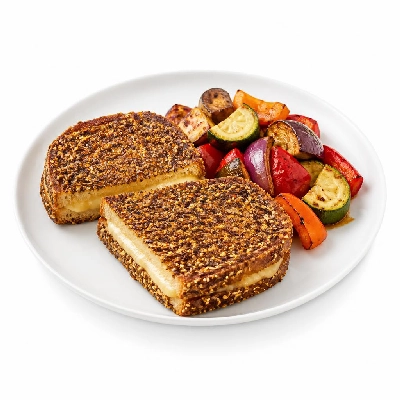 HelloFresh Za'atar-Crusted Grilling Cheese with Sumac-Roasted Veggies