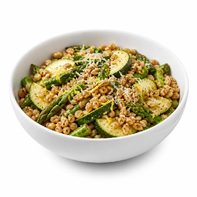 HelloFresh Zucchini and Asparagus Farro Bowl with Parmesan and Lemon