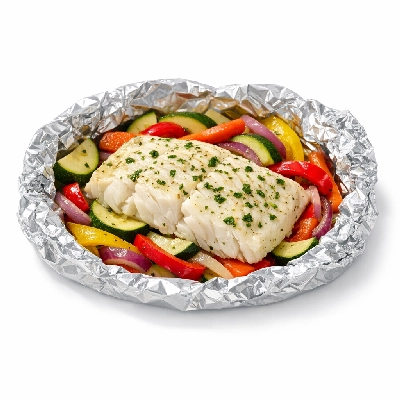 Herbed Halibut & Veggie Pouches