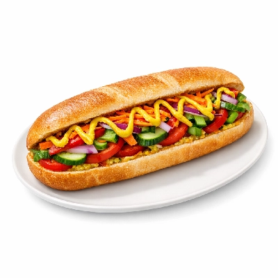 Hoagie with Vegetables and Mustard