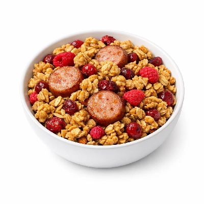Homemade Granola with Berries & Sausage