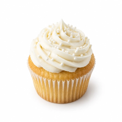 HomeTown Buffet Decorated White Cupcake