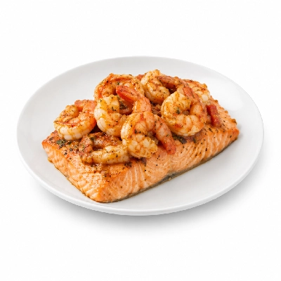 HomeTown Buffet Entrees Salmon with Creole Shrimp