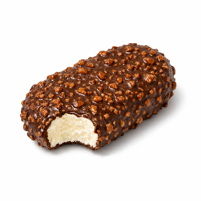 Ice cream bar stick or nugget with crunch coating