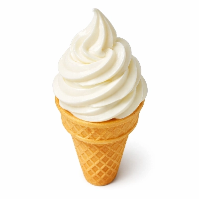 Ice cream vanilla soft-serve with cone