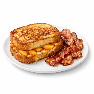 IHOP Create Your Own French Toast Combo Peach Vanilla Stuffed with Bacon