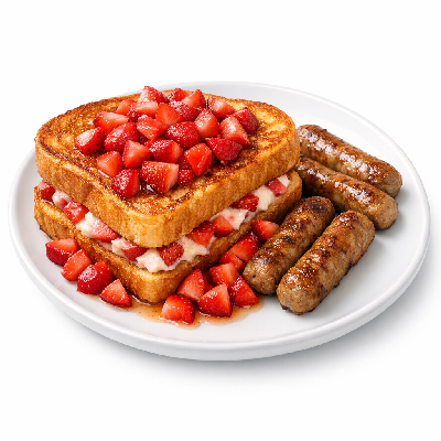 IHOP Create Your Own French Toast Combo Strawberry Vanilla Stuffed with Sausage