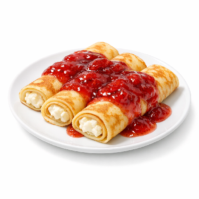 IHOP Crepes Cheese Blintzes with Strawberry Preserves