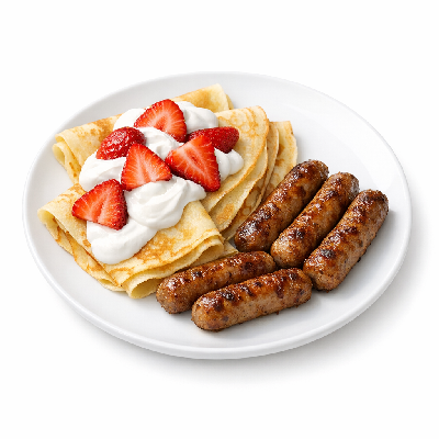 IHOP Crepes Strawberries & Cream with Sausage