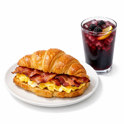 IHOP Criss-Croissants Bacon & Eggs Combo with Blackberry Lemonade