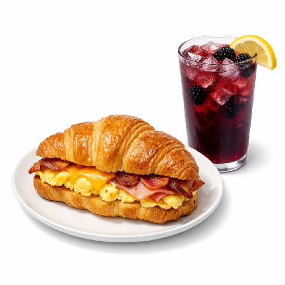 IHOP Criss-Croissants Egg Combo with Blackberry Lemonade
