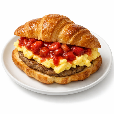 IHOP Criss-Croissants Sausage & Eggs Combo with Strawberry Rhubarb