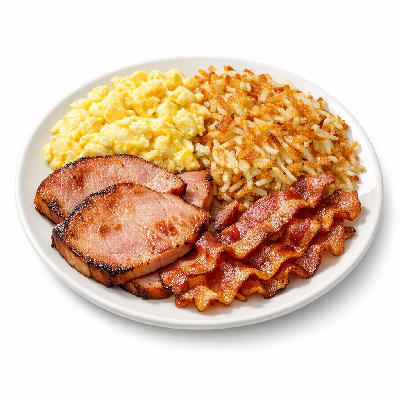 IHOP Egg Combos Bacon & Breakfast with Hash Browns Country-Style Ham