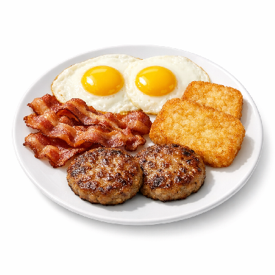 IHOP Egg Combos Bacon & Breakfast with Hash Browns Pork Sausage Patties (2)
