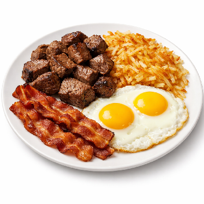 IHOP Egg Combos Bacon & Breakfast with Hash Browns Sirloin Steaks (2)