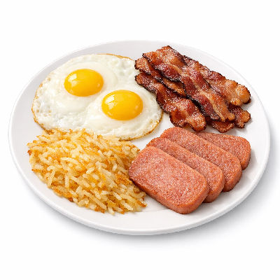 IHOP Egg Combos Bacon & Breakfast with Hash Browns Spam Slices (4)